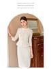 AD Temperamental Socialite Beige Dress: High-End Faux Two-Piece Round Neck Formal Skirt Set