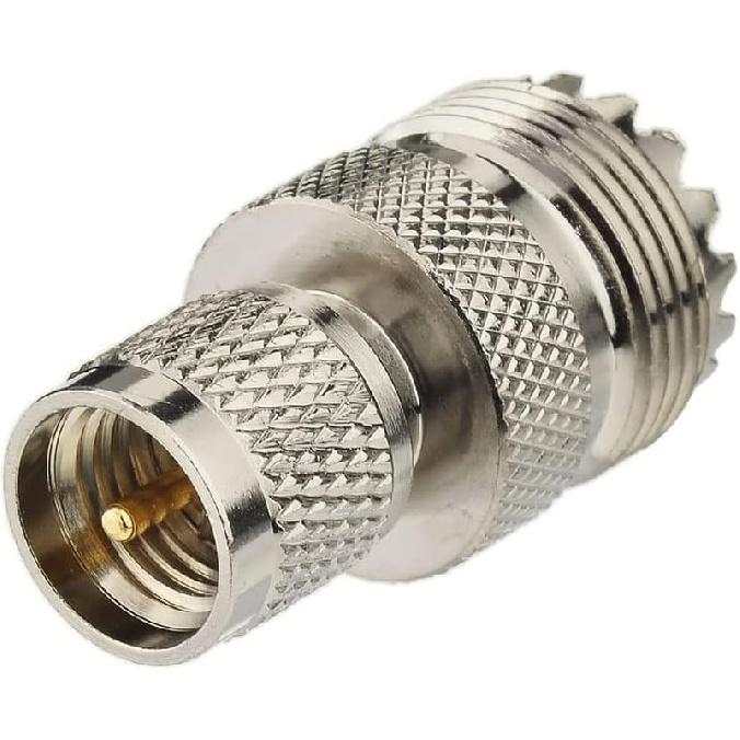 DHT Electronics RF Coaxial Adapter MINI-UHF Male To UHF SO239 PL259 Connector Pack of 2