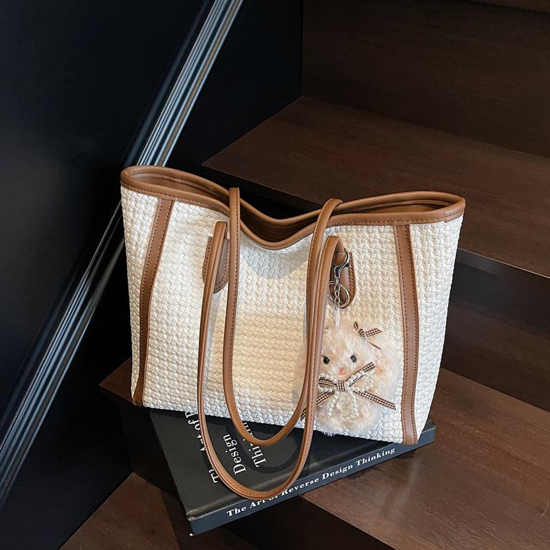 

Maelard Vintage Woven Tote Bag - Women s Large Capacity, Autumn/Winter 2025, Student Commute Shoulder Bag 36cm*27cm*12cm