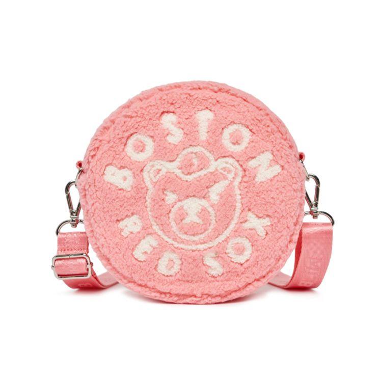 MLB Letter Logo Adjustable Shoulder Strap Polyester Round Pouch Plush Shoulder Crossbody Bag Regular Women bags Pink 7ACRC0226-43COL Pink 11250₽