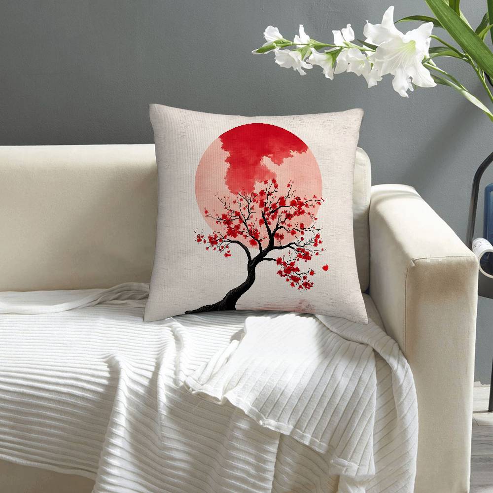 Japanese Moon Gate Pillow Case Sofa Decorative Home Double-sided Print Plush Square Throw Pillow Covers Cushion Decor Cover