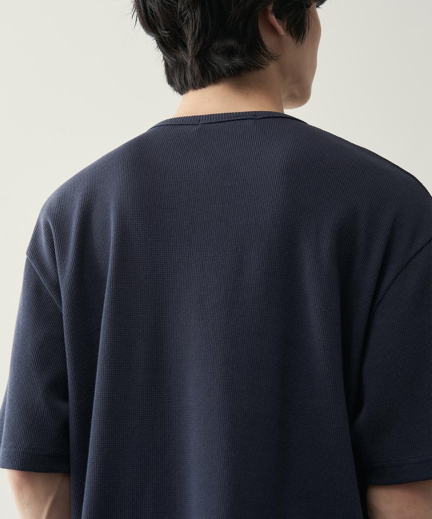 ROTEMBER Waffle Henley Neck Half T-Shirt [ 4 Colors ]