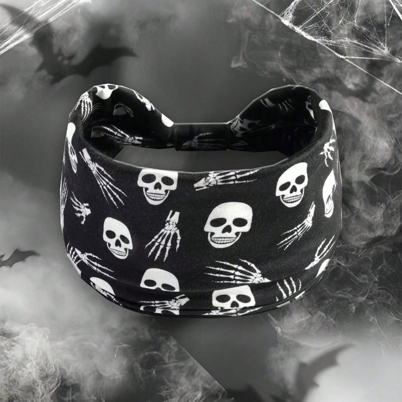 Women Pumpkin, Bat Wide Holiday Headbands, Festival Gift Hair Accessories Pumpkin Rose Boho Polyester Fashion All Season Women Scarf Fall Hair Band