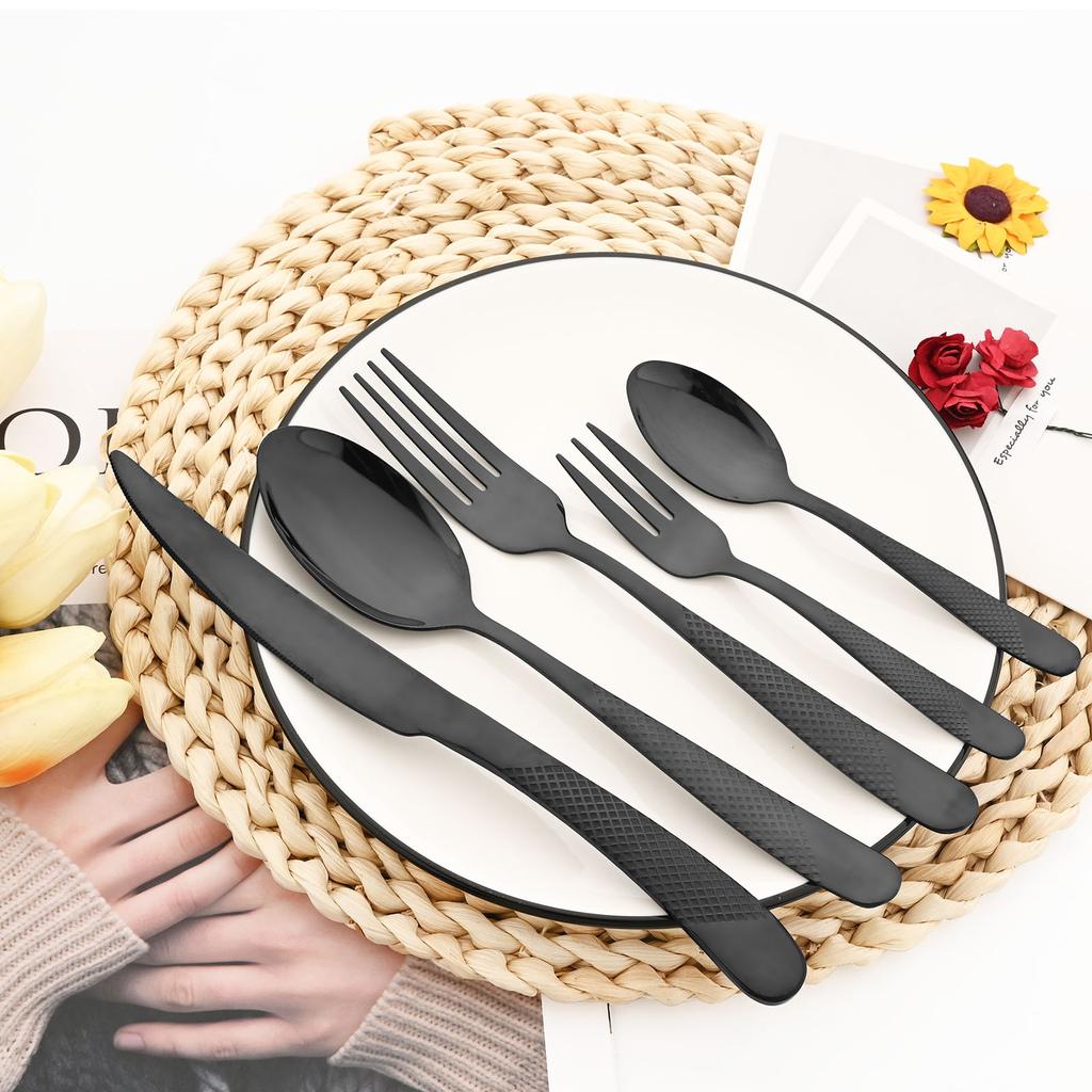 30Pcs Fashion Golden Dinnerware Set High Quality Stainless Steel Cutlery Set Dinner Knife Fork Silverware Flatware Set