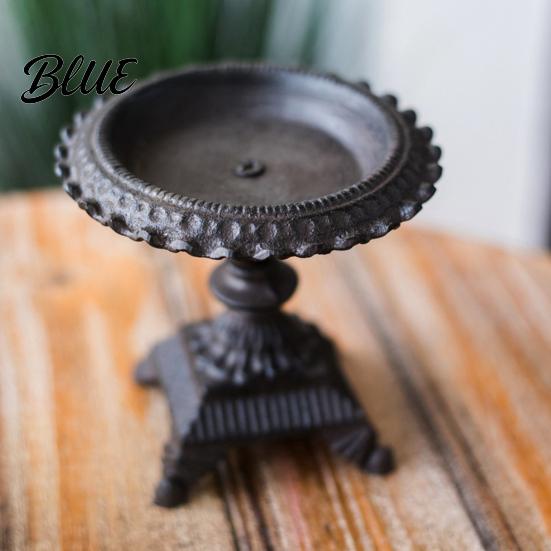 Carved Lace Basin Candle Stand Heavy Duty Cast Iron Holder Retro Candlestick Holders Handcrafted Rustic Tabletop Decor Metal Pillar for Dinner Home