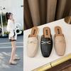 Modevarumärke Metallkedja Mules Skor Kvinna Täckta Tår Tofflor Damer Flipflops Flats Sandaler Casual Slip On Slides Halkfria Pantuflas