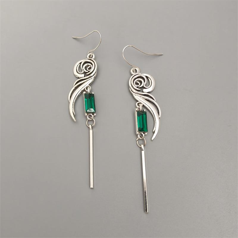 

Necklace Geometric Inlaid Square Zircon Earrings Fashionable Long Tassel Women s Earrings Pendant
