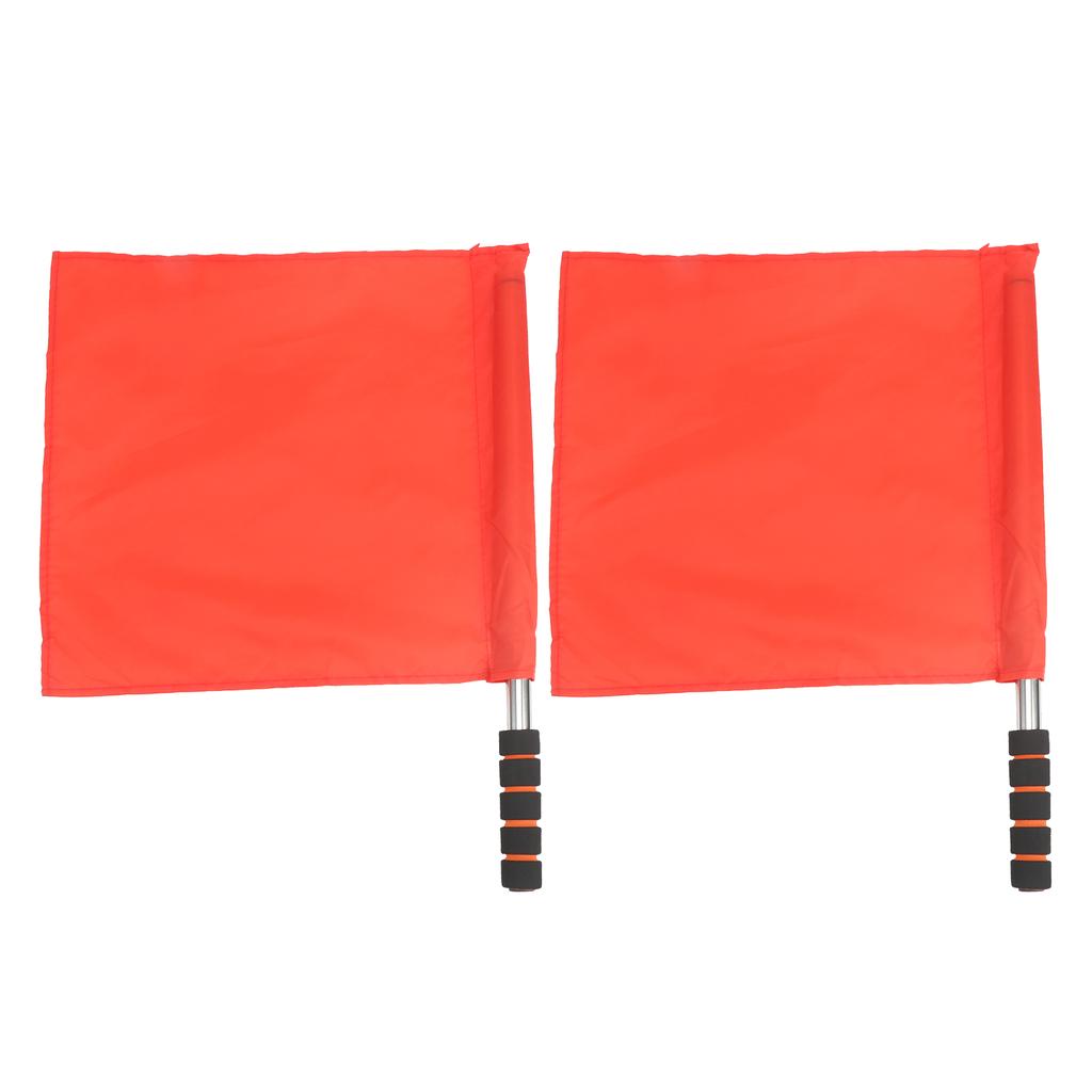 2Pcs Referee Official Flags Stainless Steel Pole Sports Competition Linesman Hand FlagRed