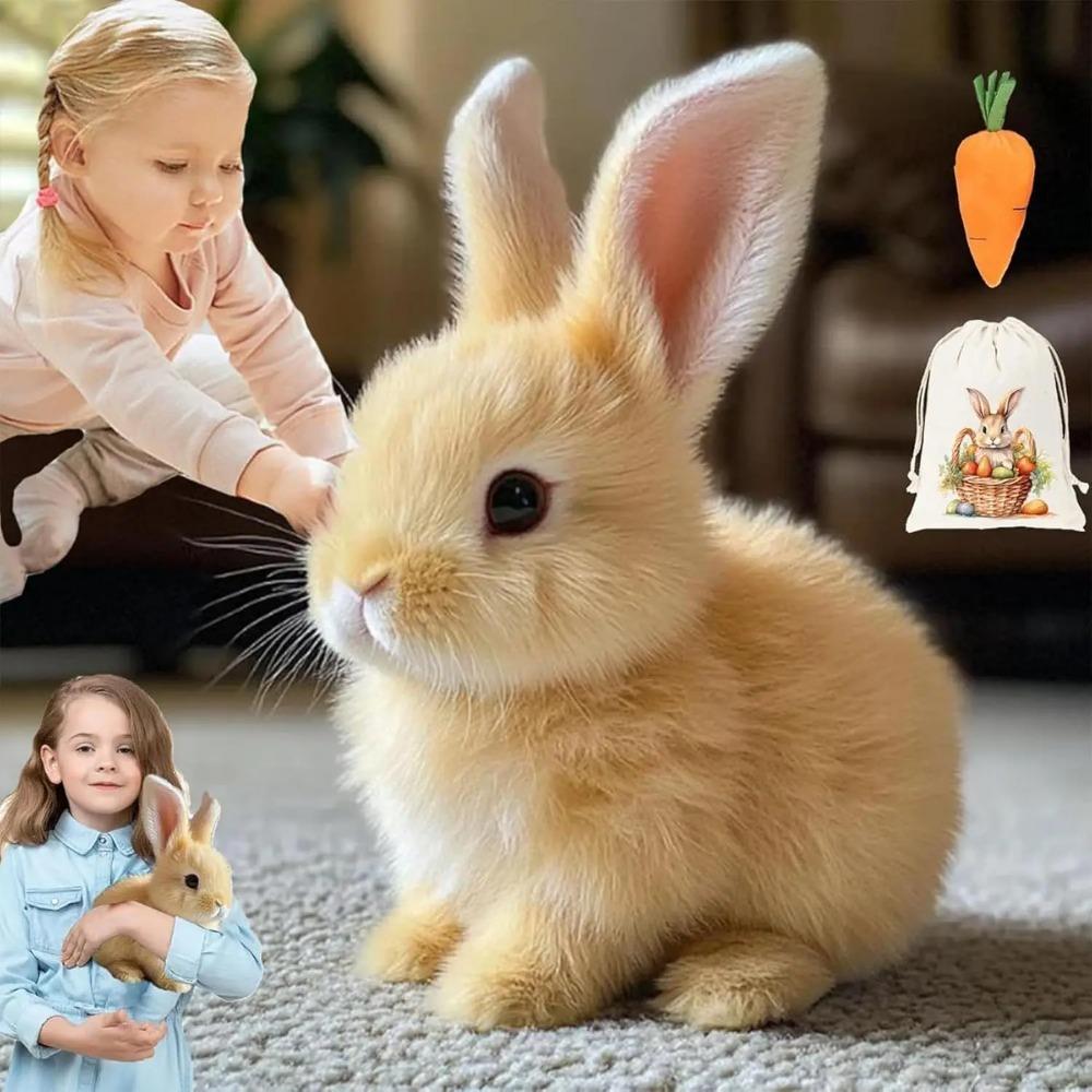 Electric Plush Hopping Bunny Toy - Realistic Robot Rabbit with Moving Ears & Barking Mouth Kids Features Walks & Shake