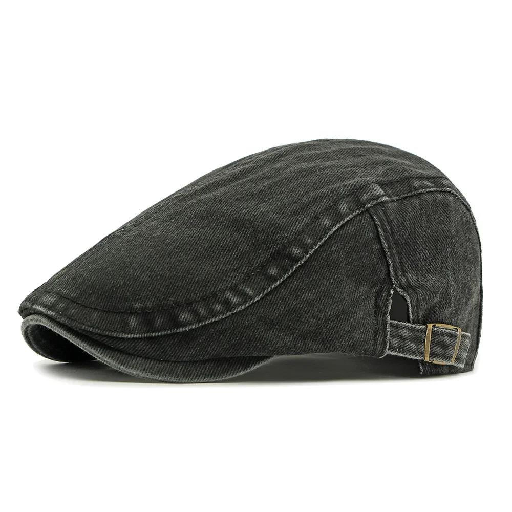 

Spring and Summer Cotton Print Newsboy Caps Men Flat Cap Women Painter Beret Hats 69 56-60cm wear чорний