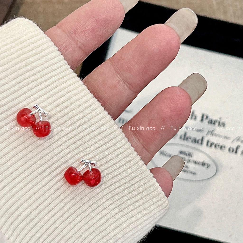 Exquisite Red Cherry Earrings: High-Grade, Versatile Design
