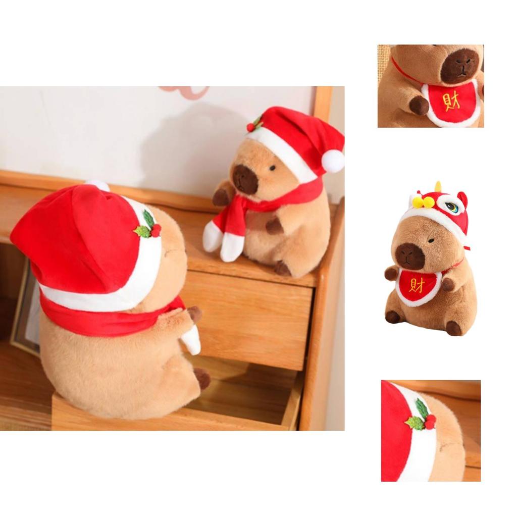 Adorable Christmas Capybara Plush Toy With Soft Short Plush Filling For Kids Gifts