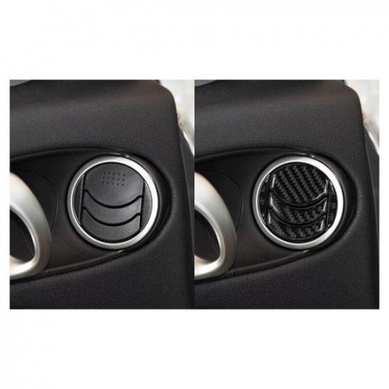 Set Black Carbon Fiber Car Dashboard AC Vent Decoration For Nissan 350Z 06-09