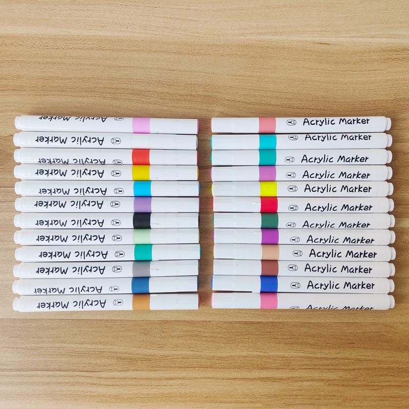 36-Color Acrylic Markers Set: Student Art & DIY Bullet Journal Pens in Handheld Square Box