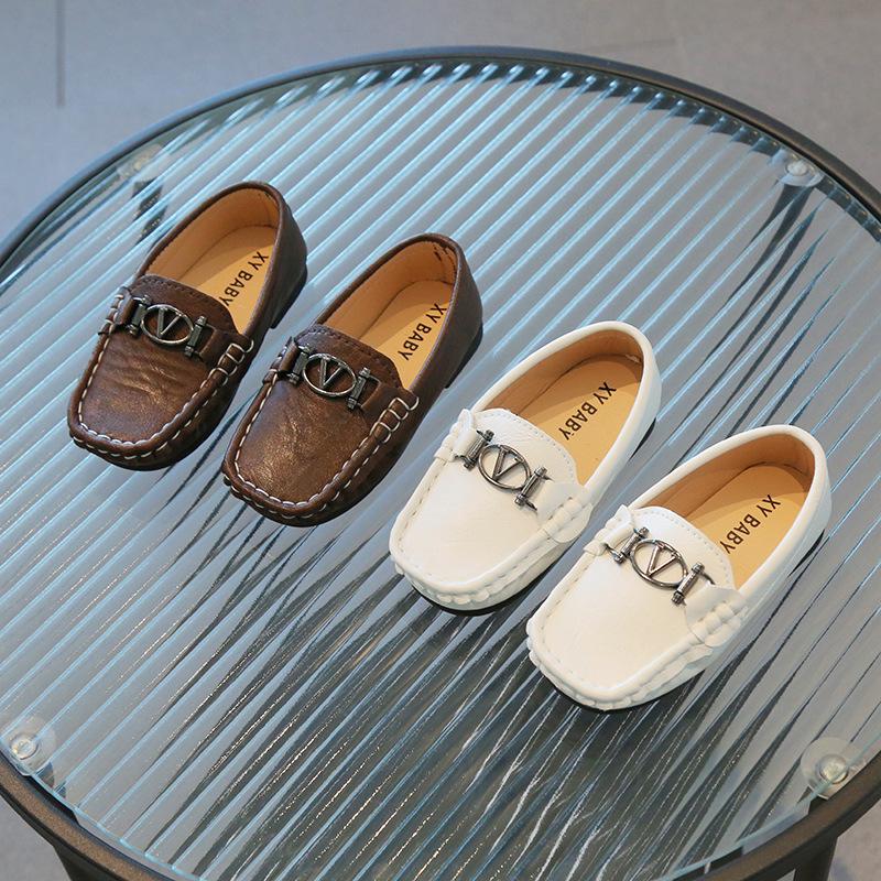 Boys Beanie Shoes Children'S Leather Shoes Soft Sole Student Single Shoes Girls Casual Shoes