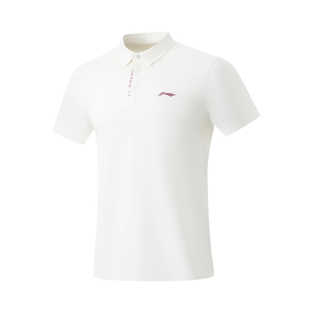 Li Ning Fitness Series Letter Logo Comfortable Versatile Breathable Sports Polo Shirt Men tops Off-White APLU005-2