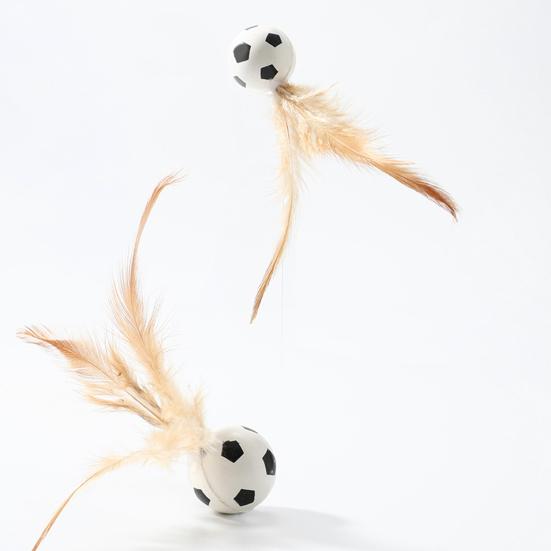 3PCS Cat Toy Exercise Ball with Feathers Lightweight Bounce Ball Interactive Entertainment Toy for Cat Active