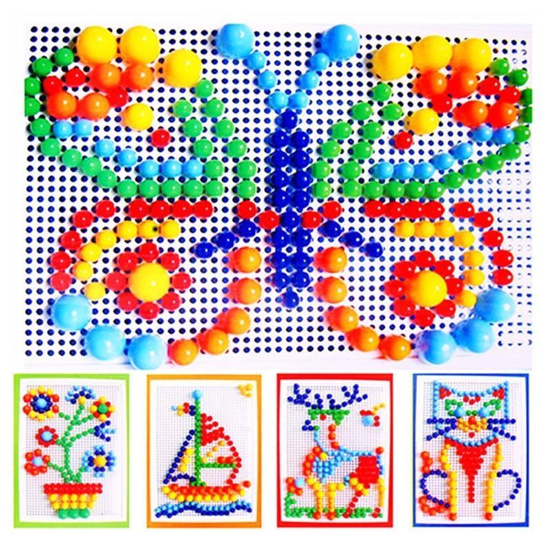 296/352/592pcs Mushroom Nail DIY Handmade Toys Montessori Educational Toys Intelligent 3D Puzzle Game Jigsaw Board Gifts