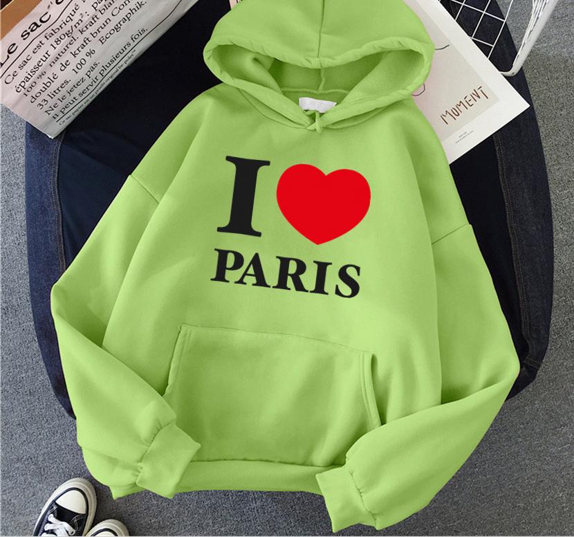 Women Hoodies Fashion Autumn Paris Love Printed Hip Hop Fleece Woman Casual Streetwear Male Y2K Clothes Hoody Pullover Unisex