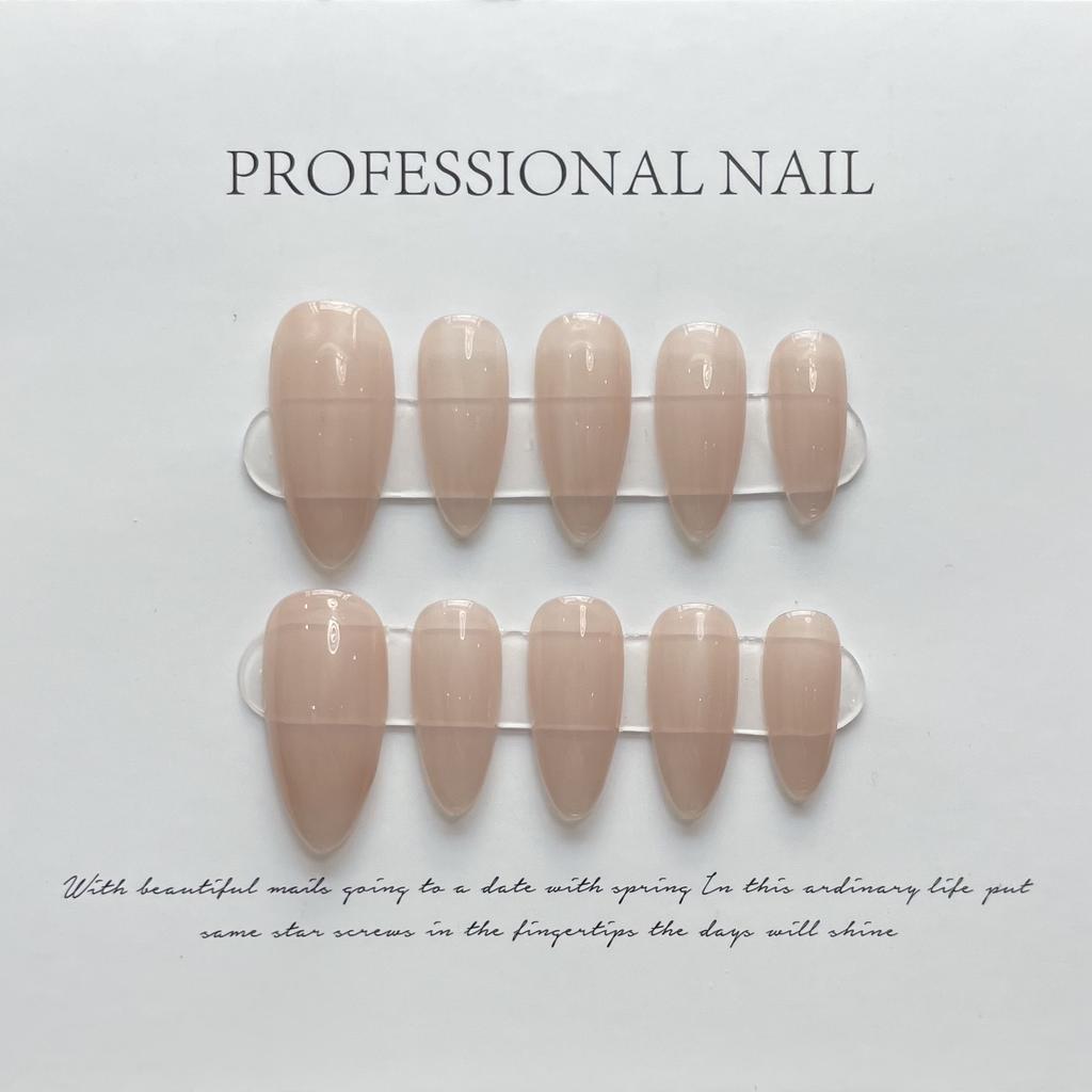 10pcs/set Purely Handmade Wearable Nails Removable Nail Art French Simple False Nails Finished Long and Short Nails