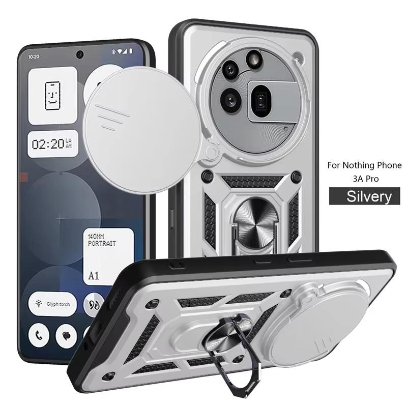 

Чохол-накладка з захистом об єктива камери для Nothing Phone 3A Pro з магнітним кільцем-підставкою для Nothing Phone 3apro Phone3APro Nothing Phone 3a Pro срібний