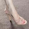 Women's Pleated Front Open Toe Slingback High Heel Sandals