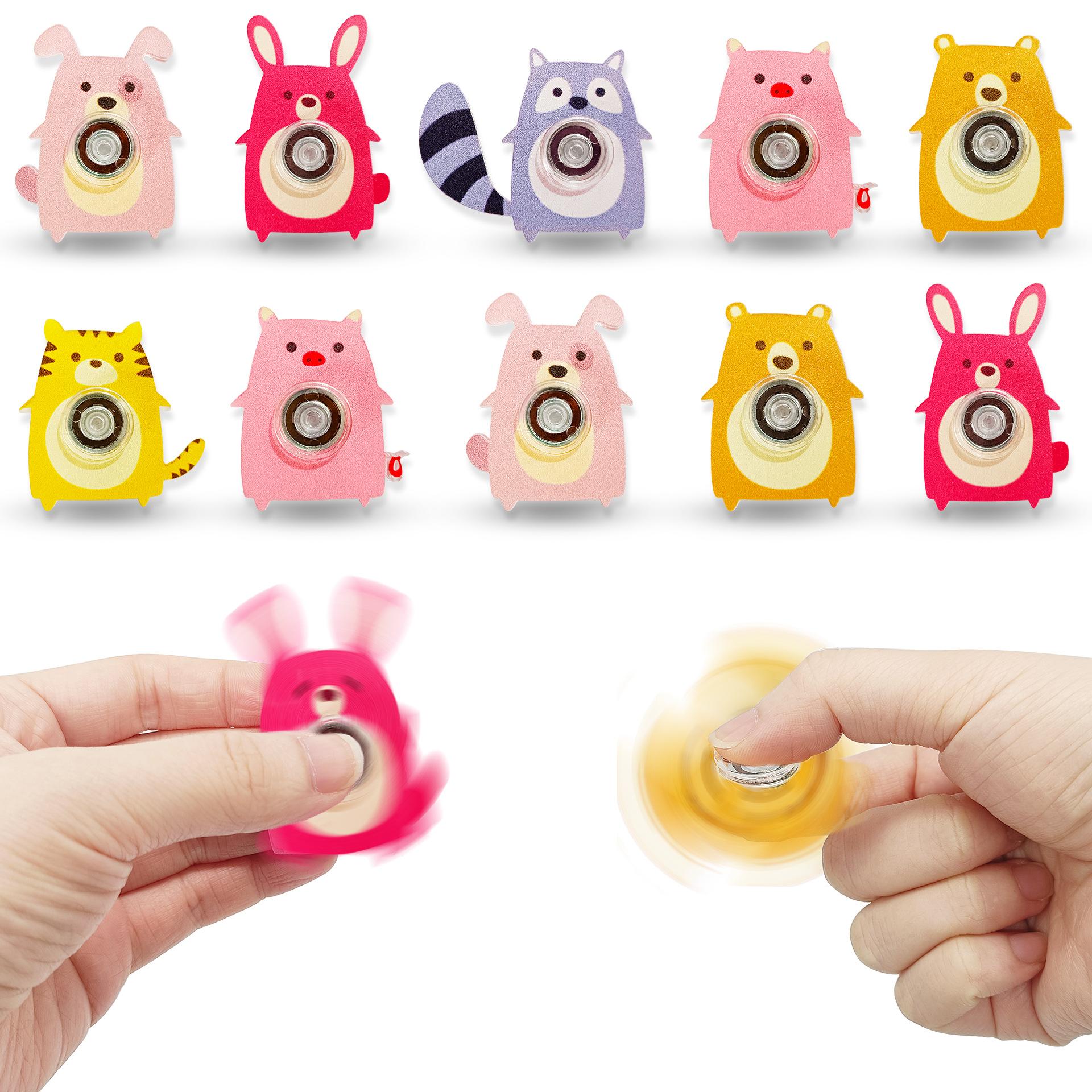 

10Pcs Animation Animal Small Fidgeting Spinner For Kids Stress Ease Tactile Toys Party Favors Goodie Bags Stuffers Boys Girls