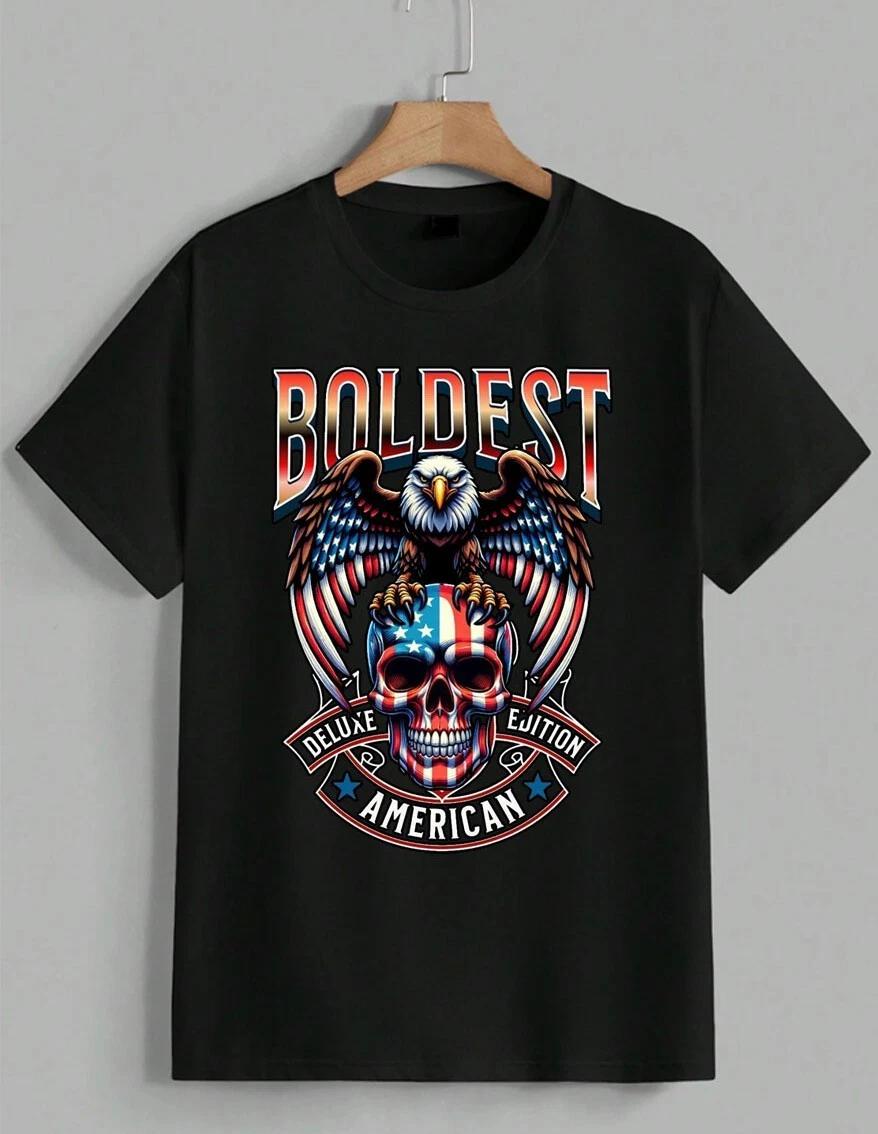 Boldest American Deluxe Edition Eagle Skull Flag Patriotic T-Shirt Tee Unisex M