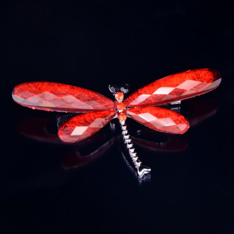 Retro European & American Brushed Acrylic Crystal Dragonfly Brooch - Exaggerated Personality Electroplated Black Dragonfly Pin Accessories