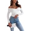 Tooxika 2024 Herbst und Winter Neue einfarbige Oberteile für Damen Sexy schulterfreies Slim Fit Langarm-T-Shirt