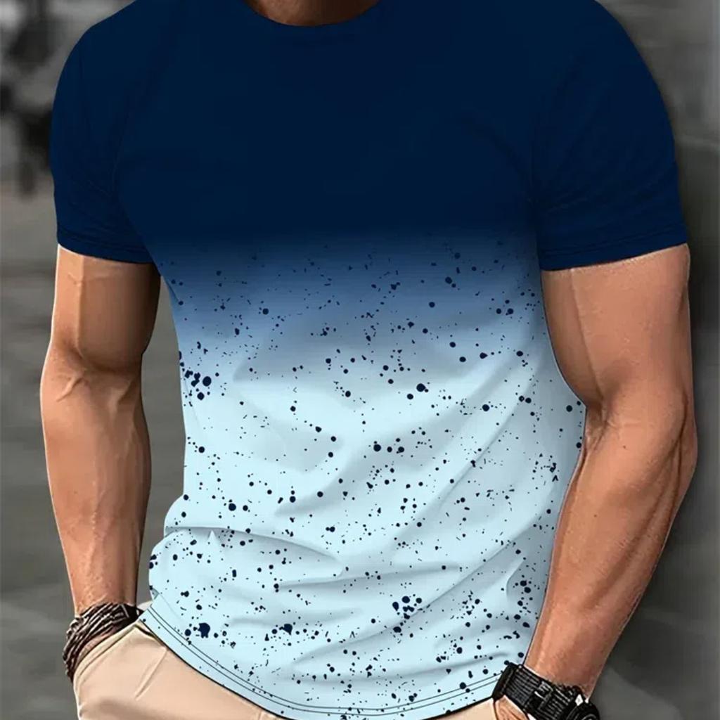 Mens Casual T Shirt Variegated Print T Shirt King Fitness Shirt Oversized Short Sleeve Tops Boys Tops Vintage Mens T Shirts