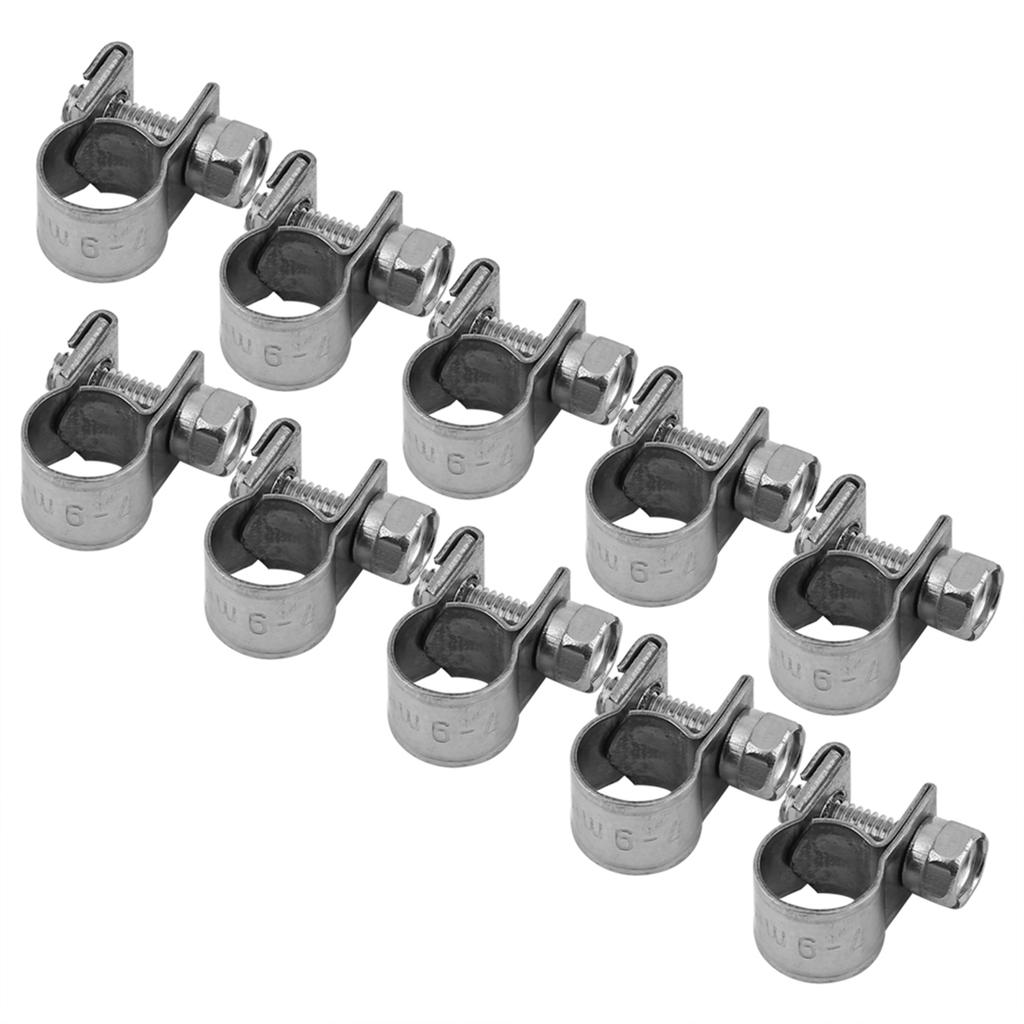 10pcs Stainless Steel   Fuel Line Pipe Hose Clamp Clip 6mm‑20mm Optional Size
