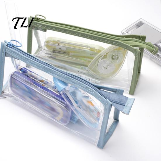 School Supplies Case Transparent PVC Pencil Case, Large Capacity Waterproof Stationery Student Pen Storage Organizer, Durable Zipper Bag for Exam