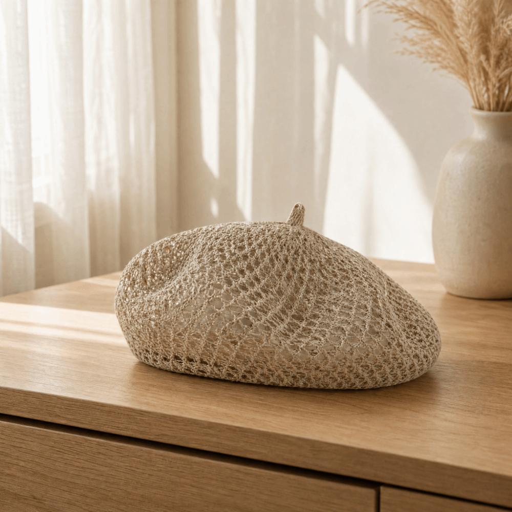 Bright Thread Painter Hat Hollow Knitted Pumpkin Hat Fashion Hollow Beret Spring Season