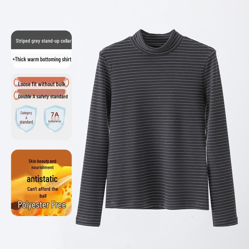 460G Women's Velvet Half-High Collar Warm Long-Sleeve T-Shirt - Winter & Autumn