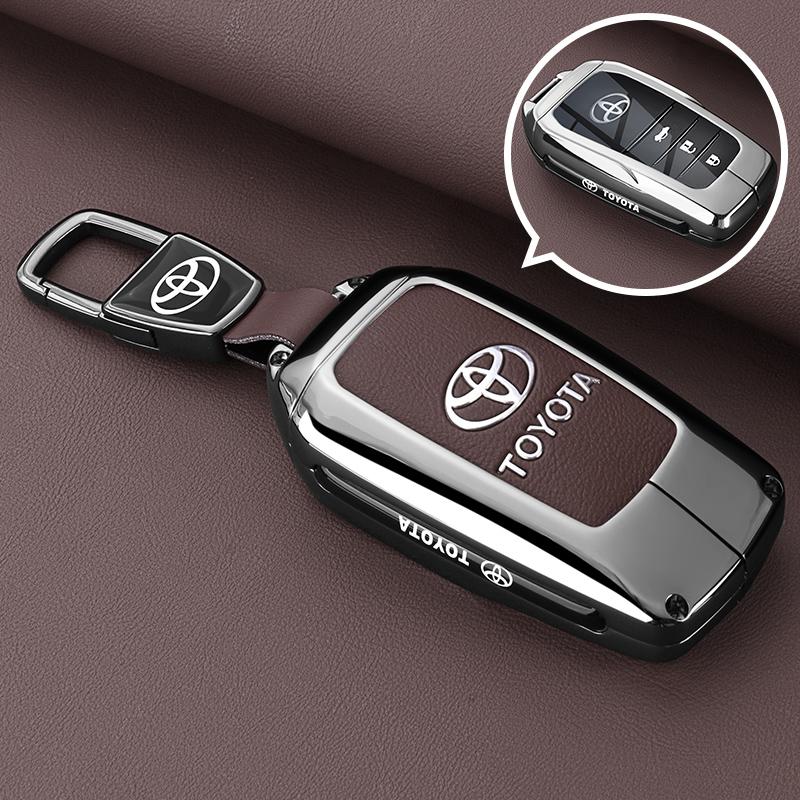 Leather Zinc Alloy Car Key Case for Toyota Corolla Hybrid 2021 Rav4 Land Cruiser Prado Camry Highlander Prius C-HR 2018+