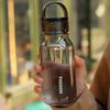 Clear Black 400ml Portable Water Bottle for and and Transparent Vacuum Leak-Proof Sports, Office, Hiking, Running. Heat-Resistant Lightweight.