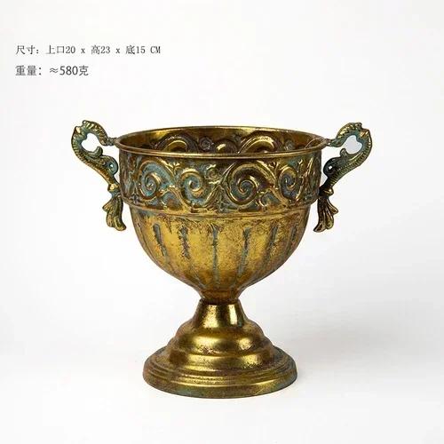 Household Classic Stemware Flower Ware Classic Vintage Vase Huaweng Flower Pot Iron Flower Arrangement Ware Photo Display