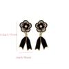 1 Pair Black Camellia Earrings For Women Elegant  Flower Hanging Earring Party Jewelry Valentine'S Day Girl Gift