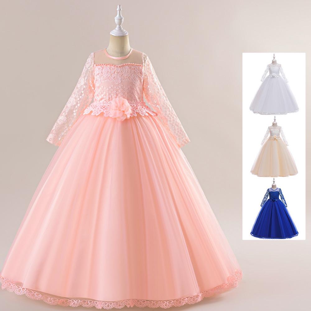 Elegant Mesh Long Sleeve Lace Strapless Princess Wedding Dress