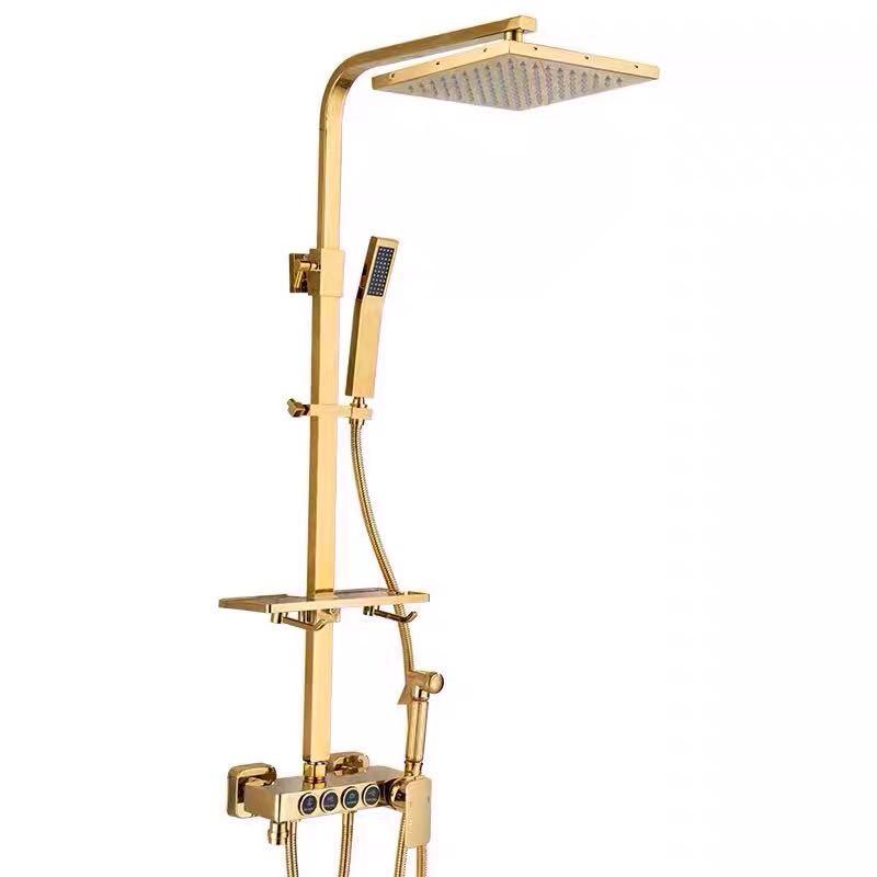 Gold All-Copper Constant Temperature European Shower Set with Booster Head