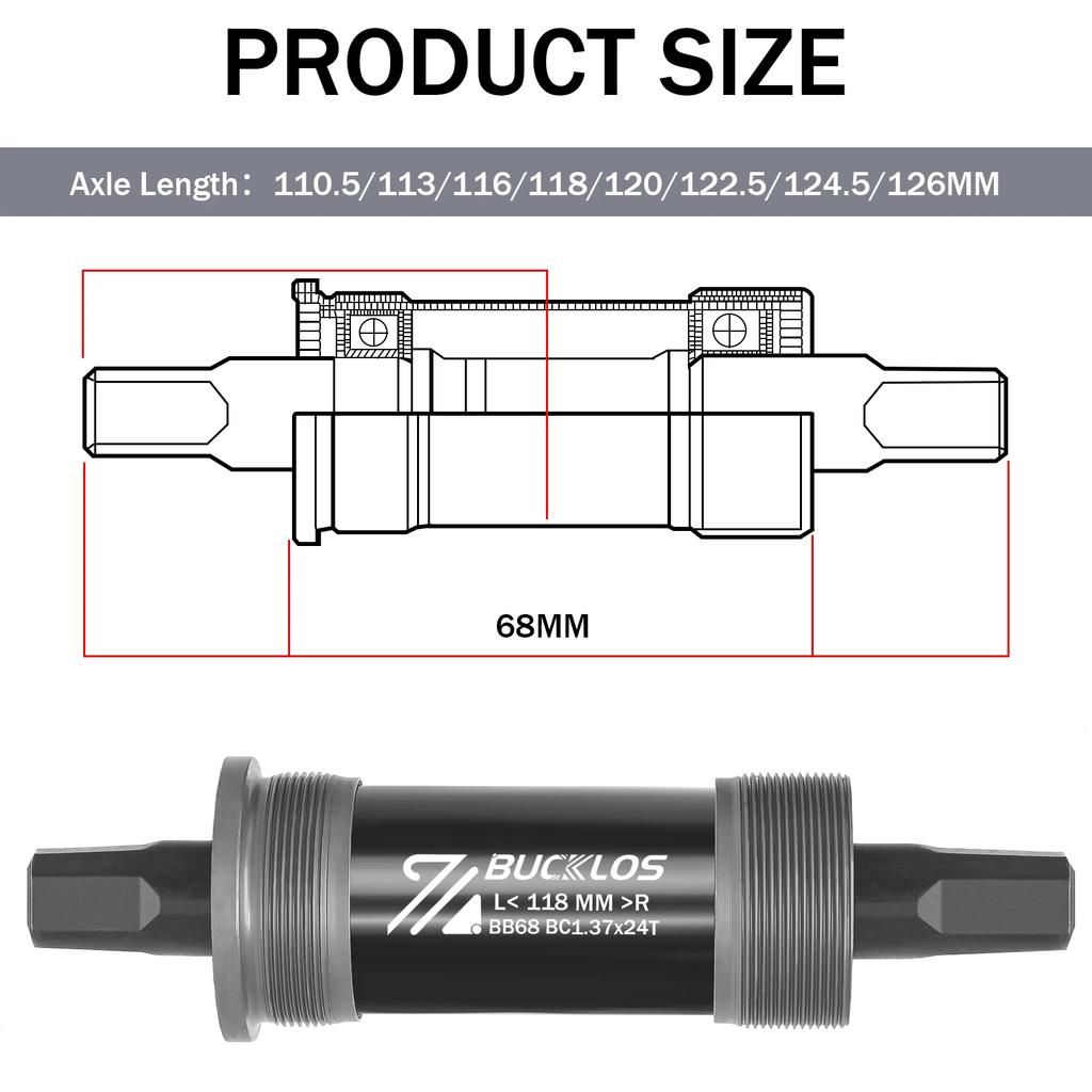 BUCKLOS Bike Bottom Bracket BSA BB68 Sealed Bearing Bicycle Square Threaded Bottom Bracket Hollow Axle 113/120/122.5/126/140mm