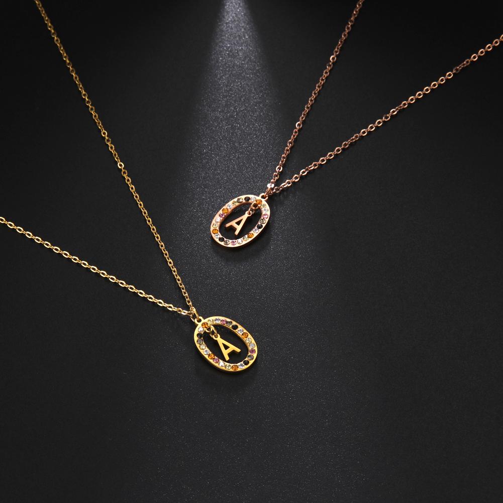 Cazador Zircon Initial Letter Necklace for Women Rhinestone A-Z Alphabet Choker Necklace Stainless Steel Jewelry Mother Gift