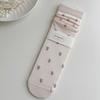 Pink Socks Women Spring and Summer Hollow Thin Breathable Women Socks Ballet Style Floral Print Polka Dot Medium Tube Socks Gift