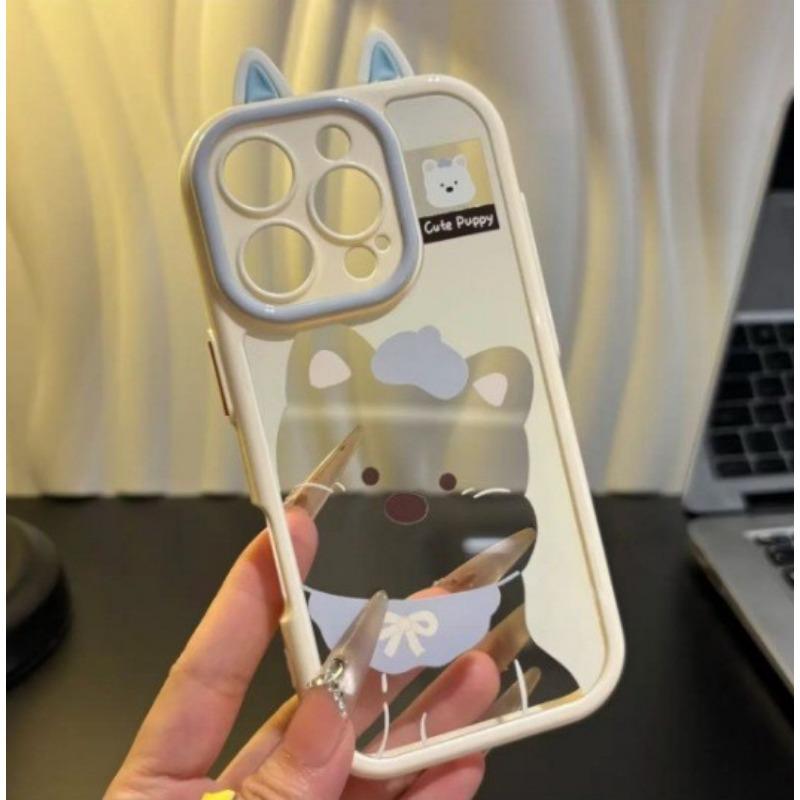 Hollow West Highland Puppy Suitable for Apple 16pro Mobile Phone Case IPhone 15 Protective Case 14pro Mirror Bracket