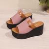 Fashion Wedges High Heel Sandals Slippers for Women Summer New Thick Bottom Beach Slipper Ladies Outside Wear Spelling Colour Slides