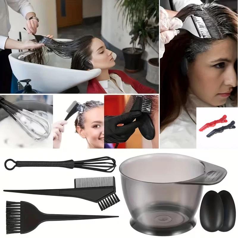 9Pcs/Set Hairdressing Brushes Bowl Comb Clips Salon Hair Color Dye Tint Tool Set Hair Coloring Bleaching Dye Diy Tools