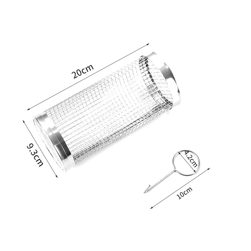 

Корзина для гриля из нержавеющей стали, переносная клетка для барбекю, передвижная корзина для гриля, проволочная сетка, цилиндр, полезная корзина для гриля на открытом воздухе 20cm