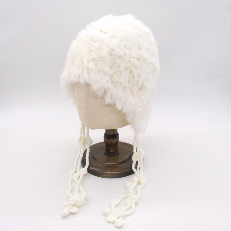 Female Winter Western Sichuan Travel Photo Show Face Small Ear Hat Trendy Rabbit Hair Knitted Fluffy Pullover Hat