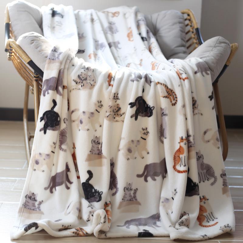 Modern Cartoon Cat Blankets Wide Flannel Soft Breathable Warm Cover Nap Blanket Camping Sofa Blanket Bedding Sheet Home Supplies